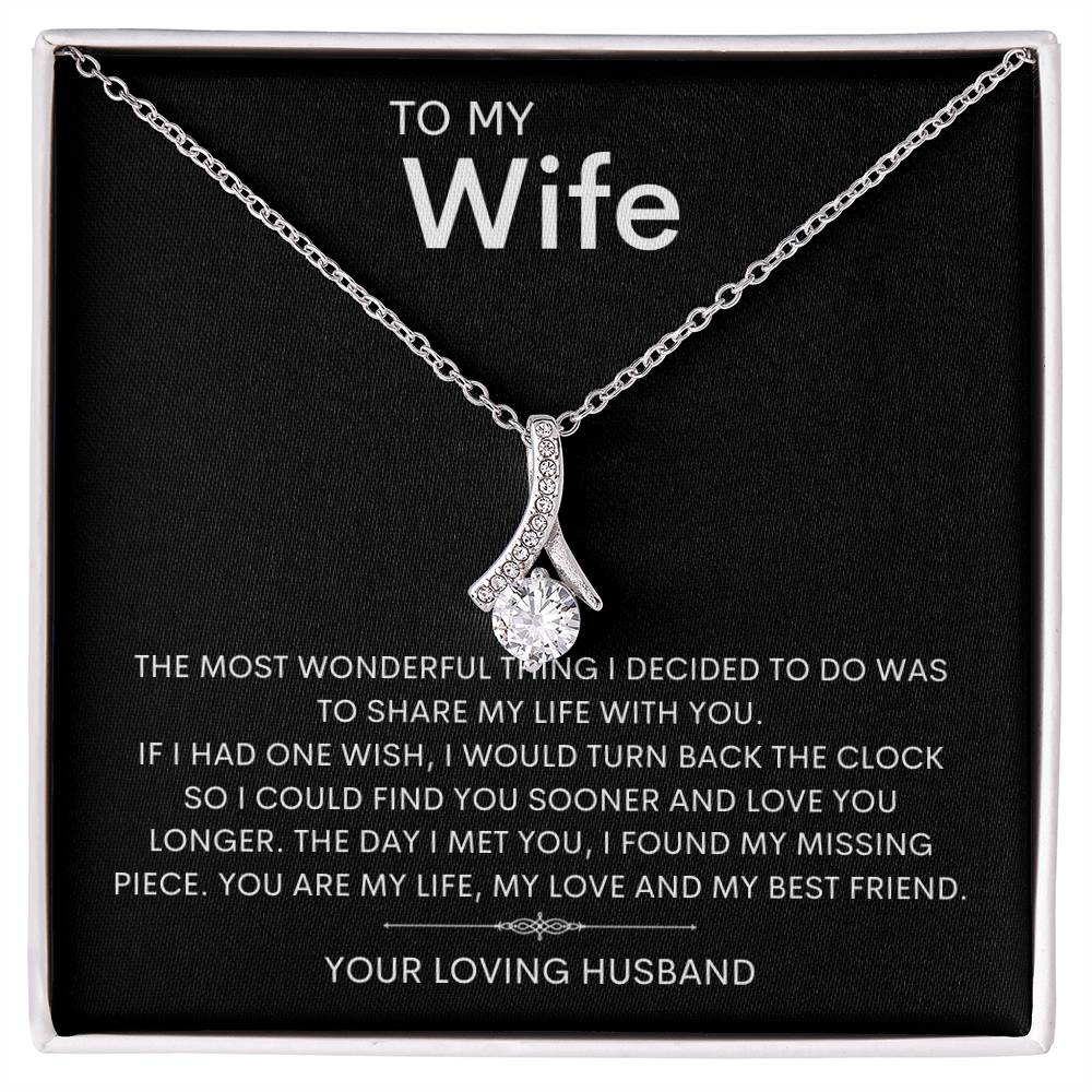 To My Wife Ribbon Necklace with heartfelt message card – Ava William