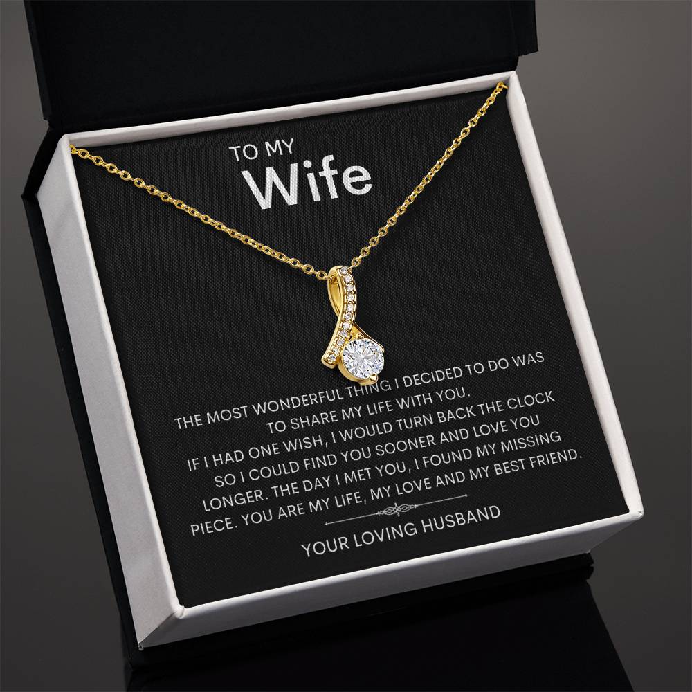 To My Wife Ribbon Necklace with heartfelt message card