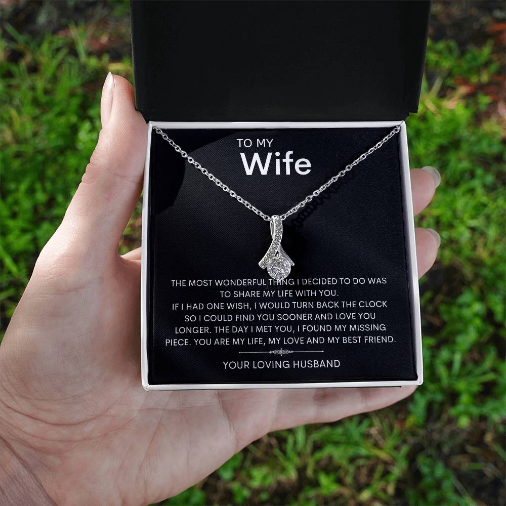 To My Wife Ribbon Necklace with heartfelt message card – Ava William