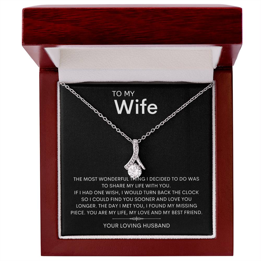 To My Wife Ribbon Necklace with heartfelt message card