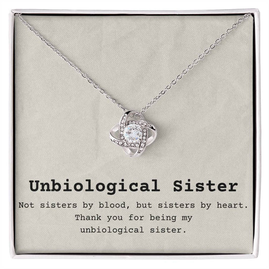 Unbiological Sister Necklace with heartfelt message card