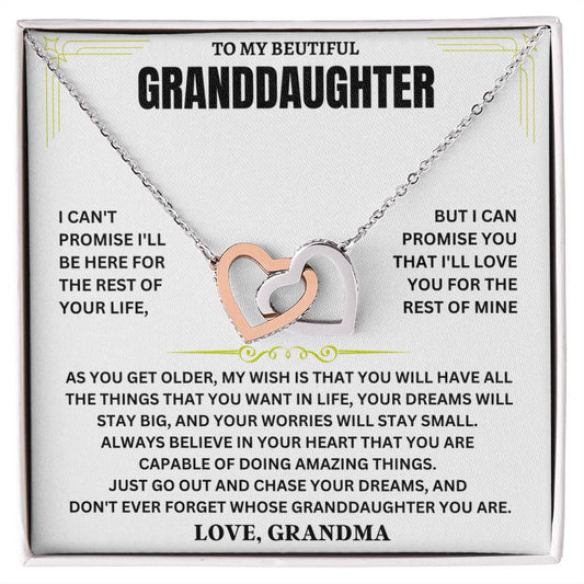 Granddaughter Heart Necklace with heartfelt message card
