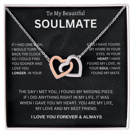 Soulmate Heart Necklace with heartfelt message card