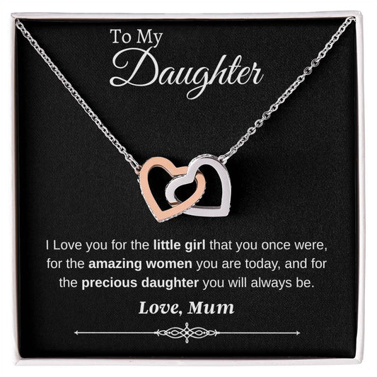 Daughter Heart Necklace with heartfelt message card