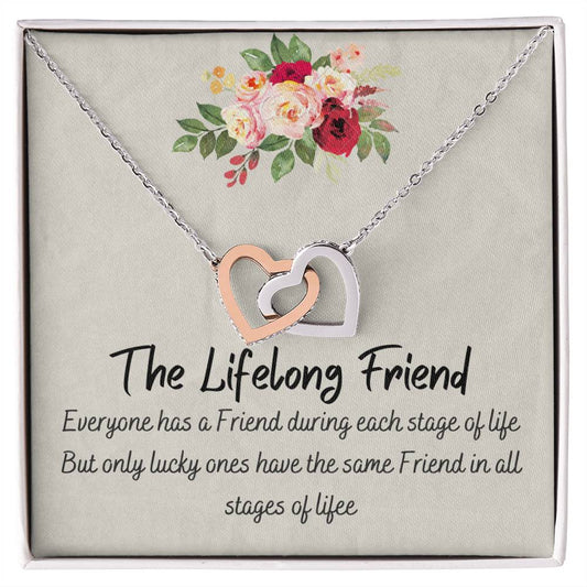 Lifelong Friend Heart Necklace with heartfelt message card